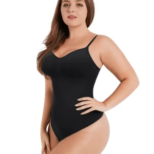 This is an image of a Caucasian female swimmer in her late twenties to early thirties who appears to be modeling a simple ...